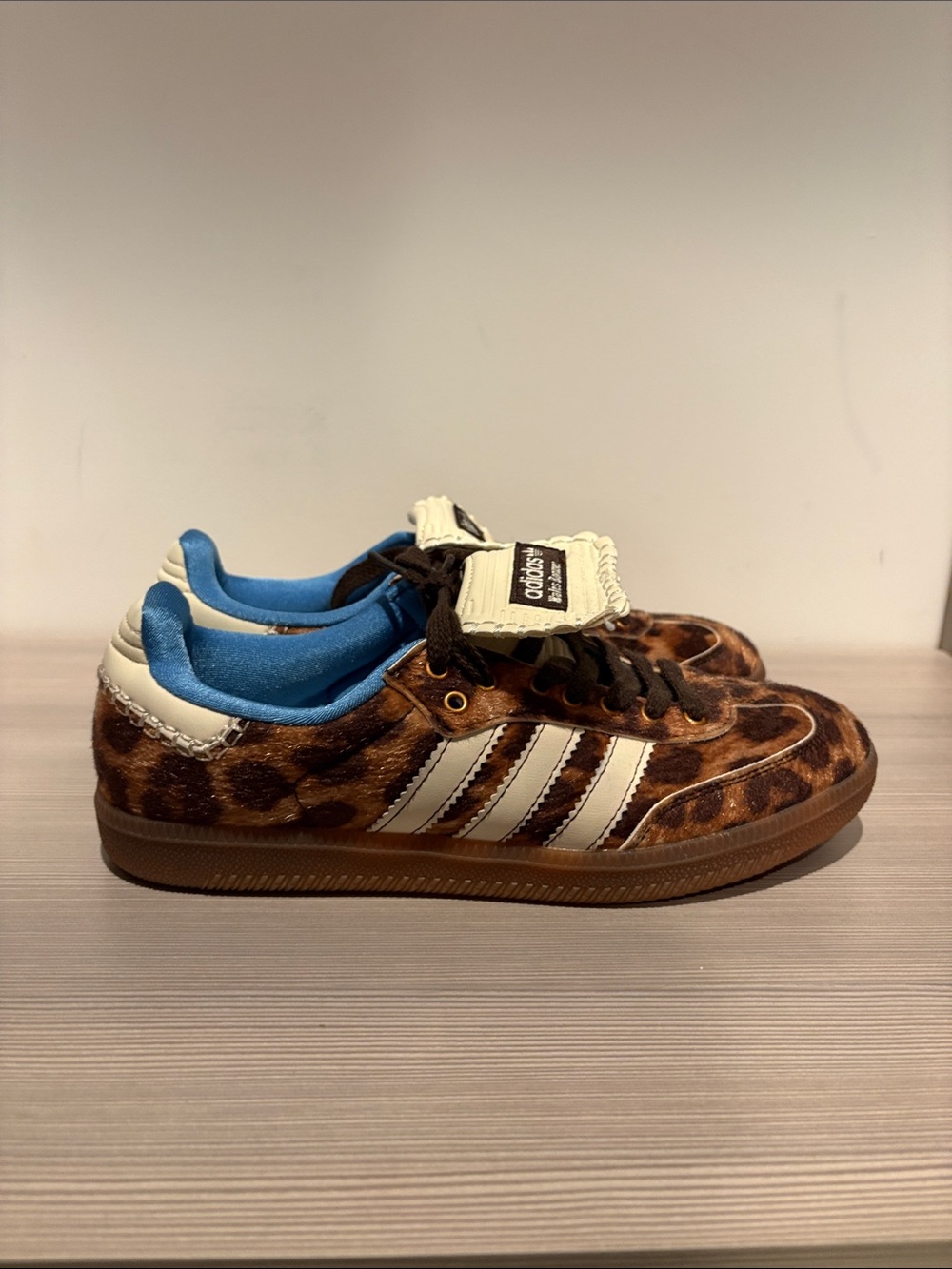 adidas Leopard Print Sneakers with Blue Lining